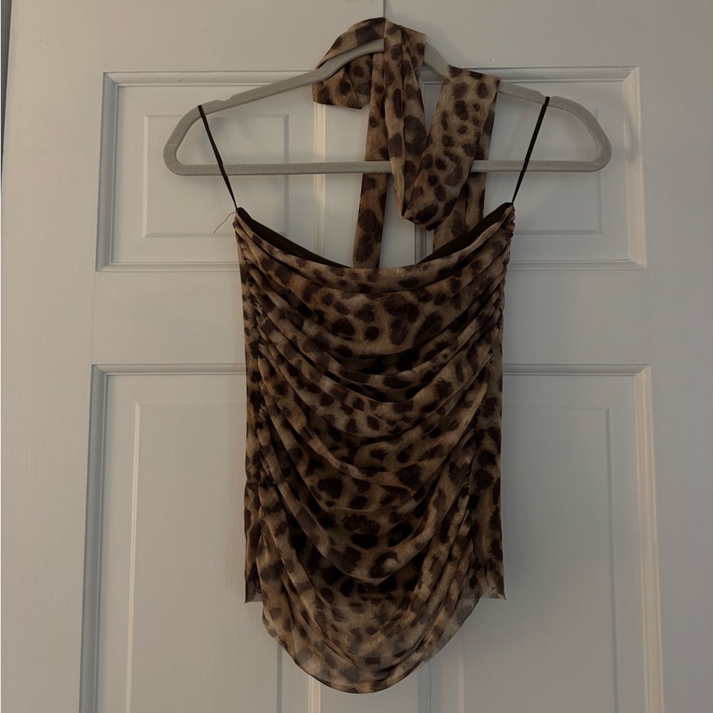 Zara Black and Brown Ruched Camisole